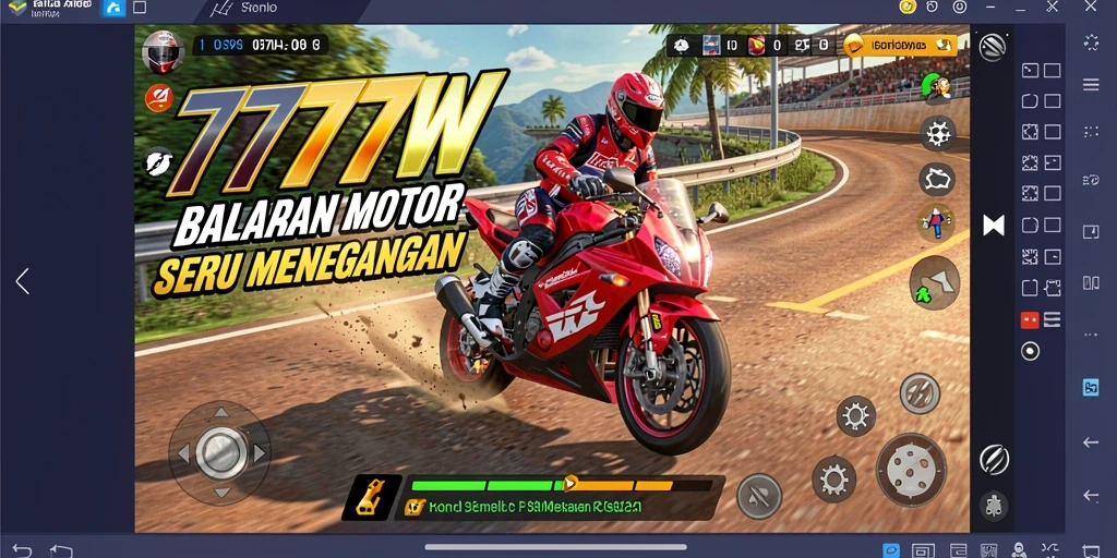 Gameplay balapan motor yang mendebarkan di 7777W.
