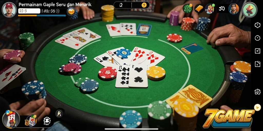 Tampilan gameplay Gaple seru di 7GAME yang memikat.