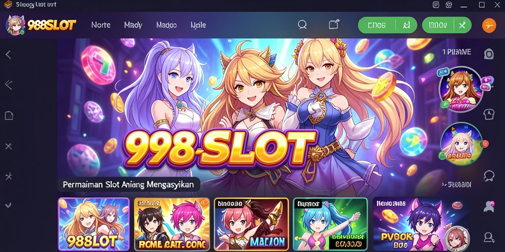 Tampilan gameplay seru dalam 988SLOT dengan karakter Anime