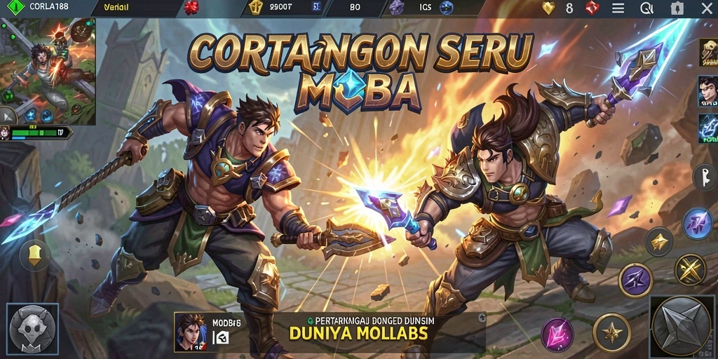Screenshot gameplay CORLA188 menampilkan pertarungan seru dan karakter heroik.