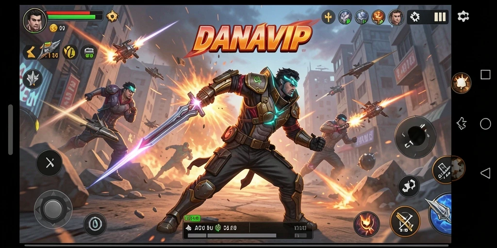 Screenshot gameplay yang menampilkan pertarungan seru di DANAVIP.