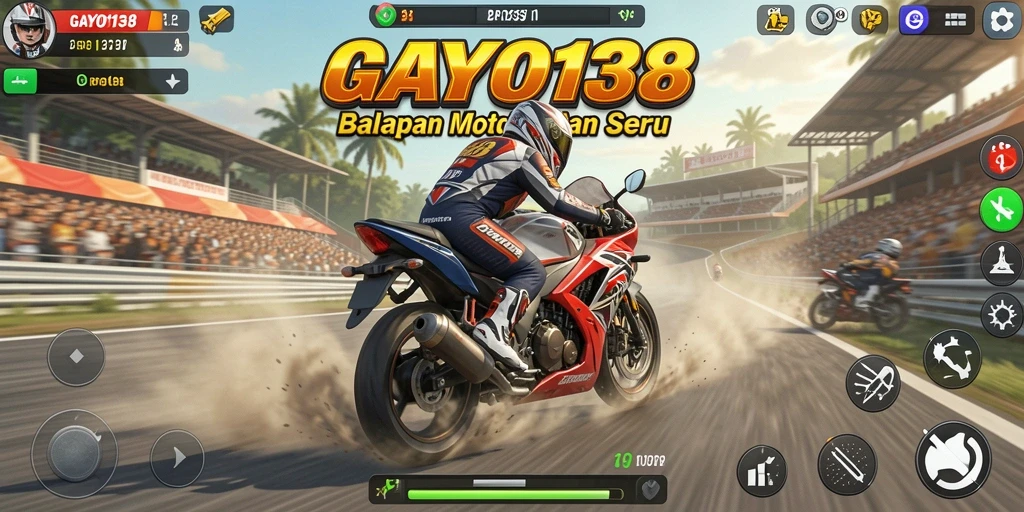 Gameplay seru GAYO138 dalam balapan motor.