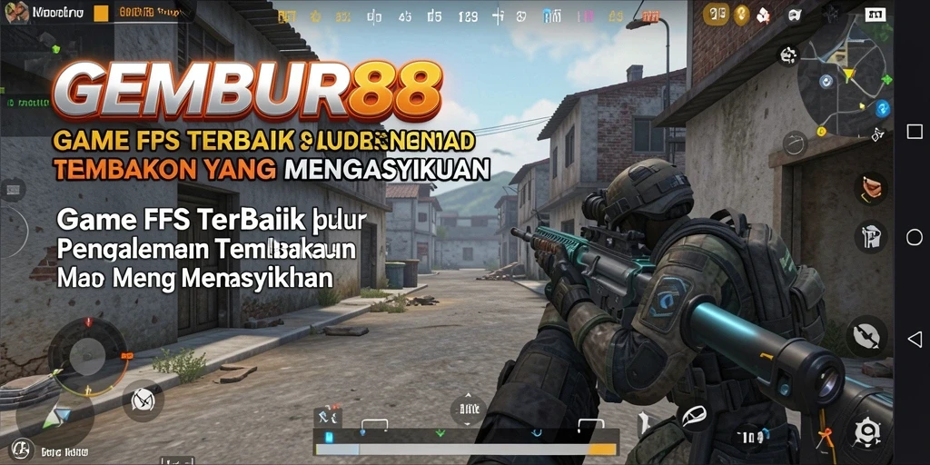 Screenshot gameplay <strong>GEMBUR88</strong> menunjukkan aksi tembak-menembak yang intens.