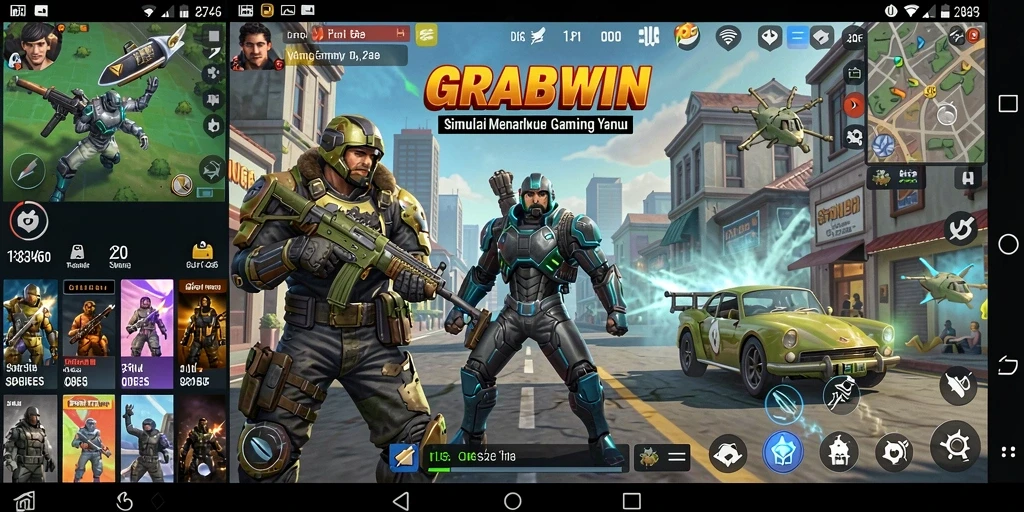Tampilan gameplay menarik dari GRABWIN yang menampilkan interaksi pemain.