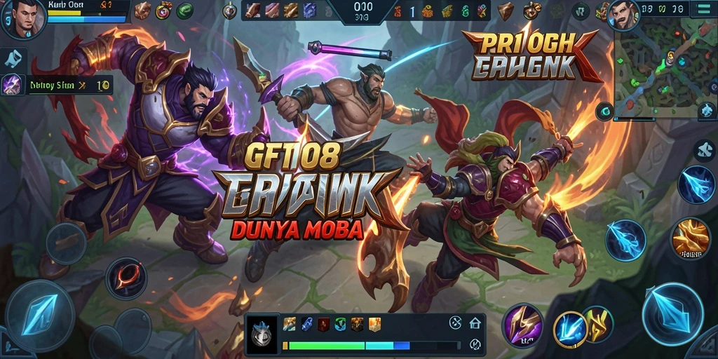 Screenshot dari gameplay GT108 yang menunjukkan aksi pertarungan MOBA yang menegangkan.