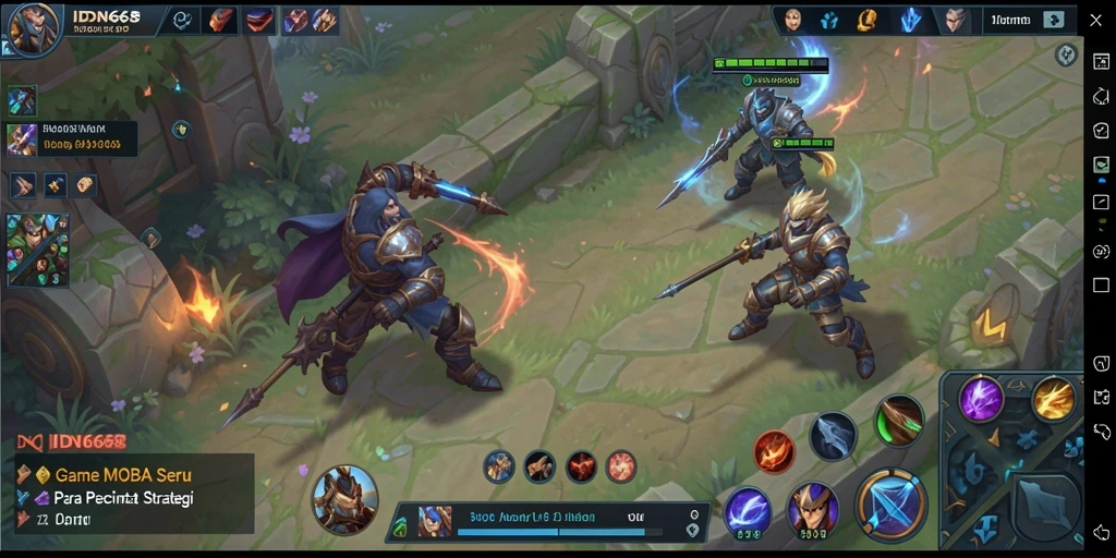 Tampilan aksi seru dalam gameplay MOBA IDN668.