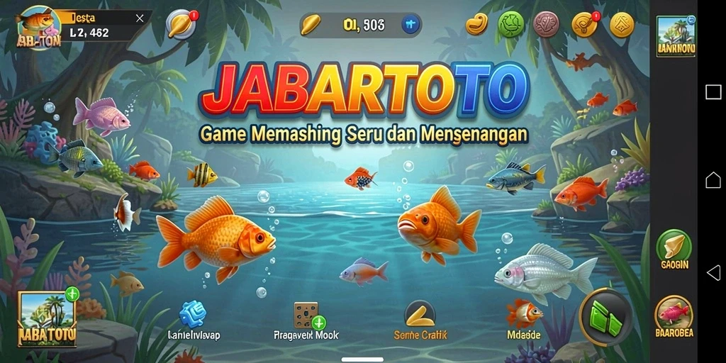 Tampilan gameplay JABARTOTO dengan aksi memancing yang mendebarkan.