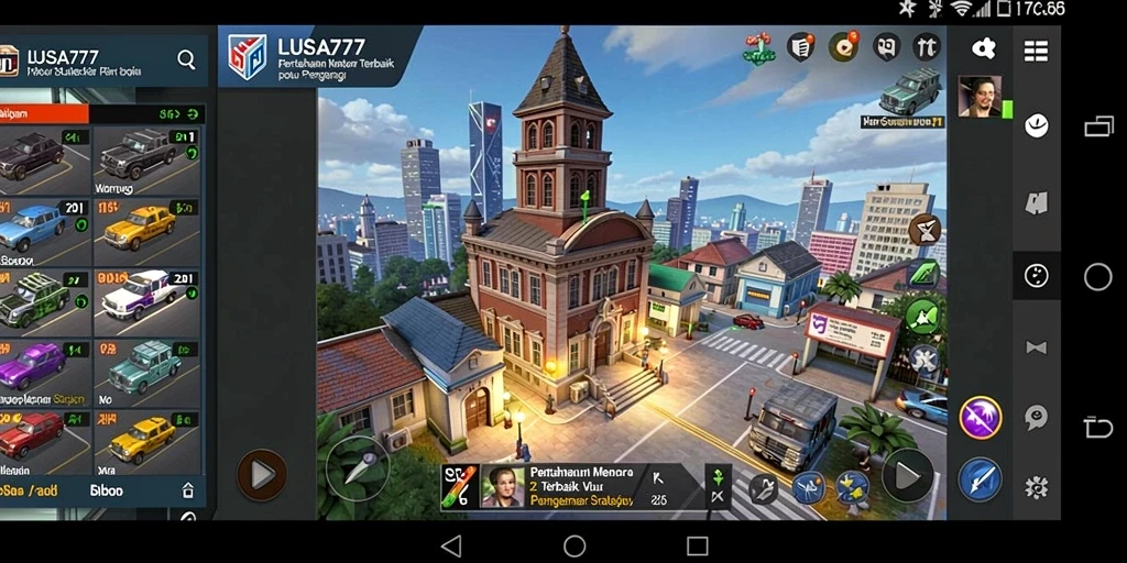 Screenshot utama LUSA777 menampilkan aksi strategis Tower Defense dengan menara dan musuh yang menantang.