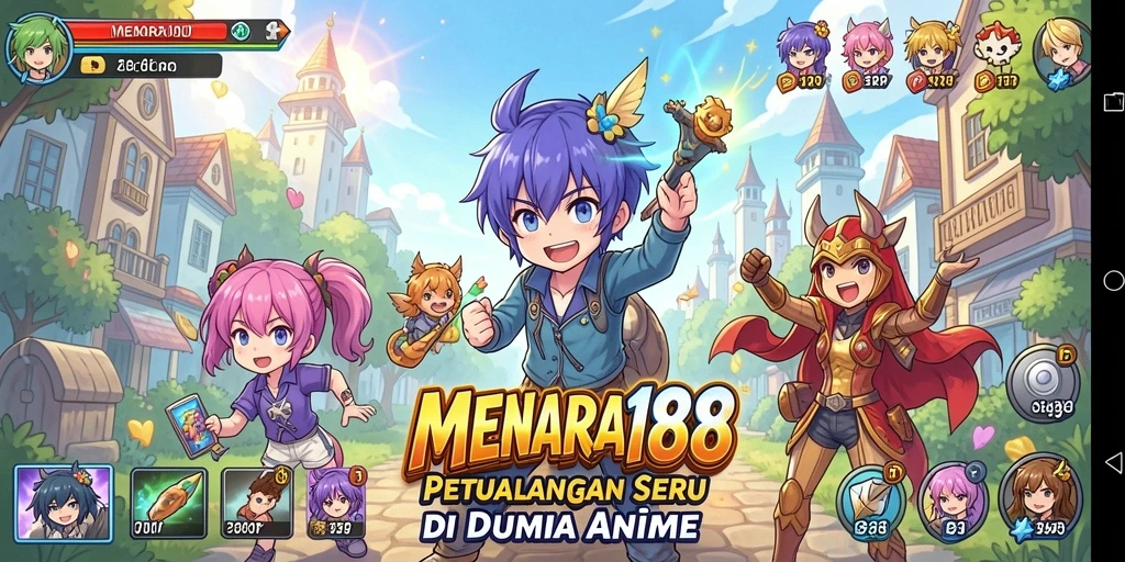 Tampilan gameplay seru dalam dunia Anime yang penuh warna.
