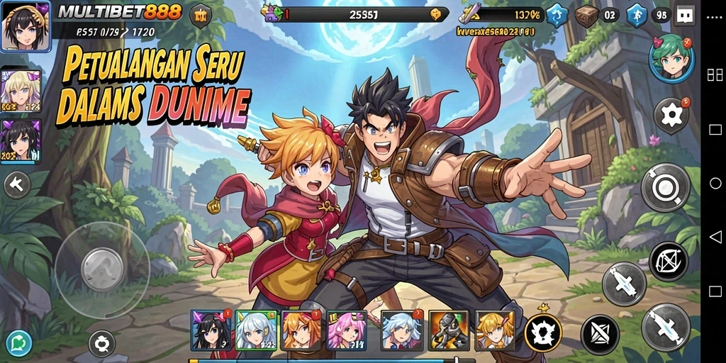 Tampilan gameplay seru dalam MULTIBET88 dengan karakter anime favorit.