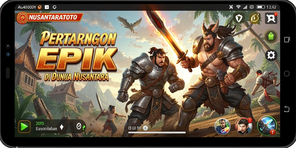 Tampilan gameplay NUSANTARATOTO dengan pertarungan yang intens.