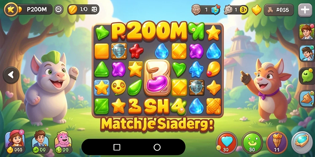 Tangkapan layar menampilkan gameplay seru P200M dalam genre Match-3.