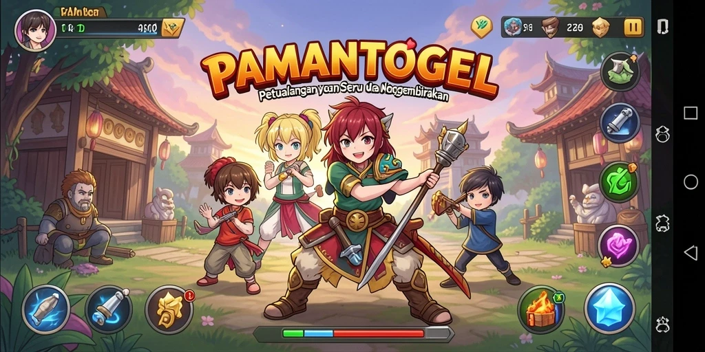Tampilan gameplay menarik dari PAMANTOGEL yang penuh karakter anime.