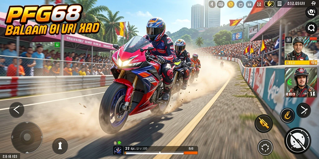 Gameplay mendebarkan dalam balapan motor dengan grafis yang memukau.