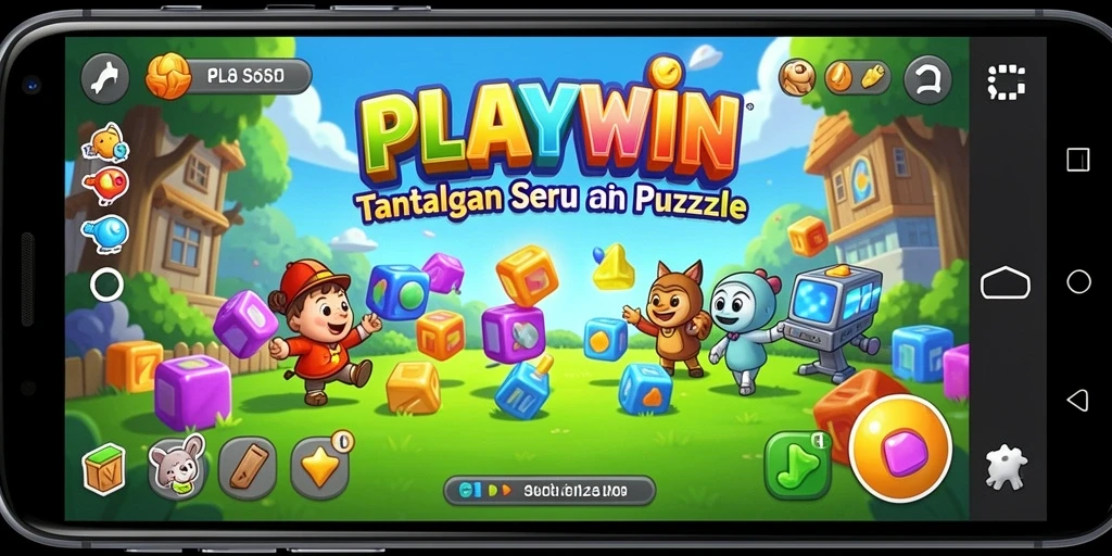 Tangkapan layar utama PLAYWIN menampilkan suasana permainan puzzle yang menantang.