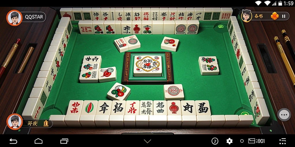 Screenshot gameplay QQSTAR menampilkan momen seru bermain Mahjong.