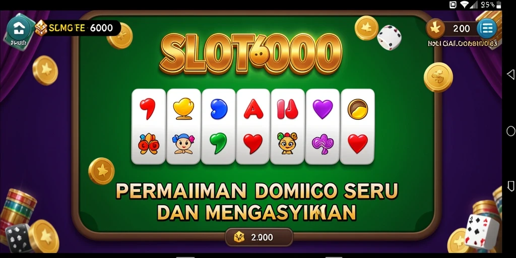 Screenshot SLOT6000 menunjukkan gameplay domino yang seru dan interaktif.