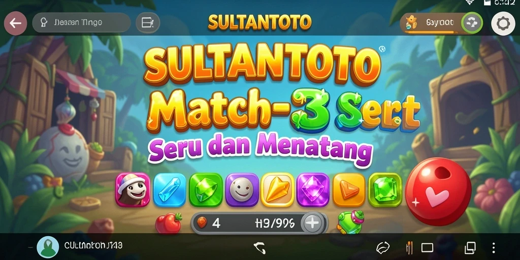 Screenshot gameplay SULTANTOTO menampilkan aksi mencocokkan permata.