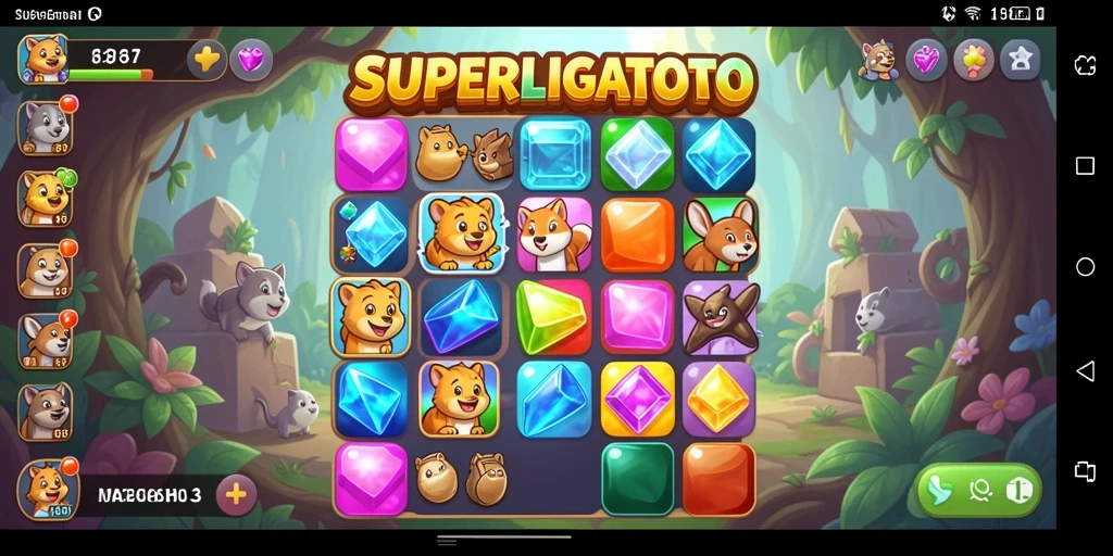 Screenshot gameplay SUPERLIGATOTO yang menampilkan kombinasi Match-3.